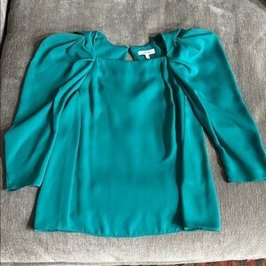 Reiss Teal Blouse with Puff Sleeves